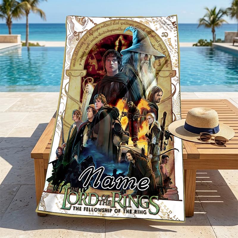 Custom Name Knightly Warrior Stylish Digital Printing Beach Towel Quick‑Drying Absorbent Blanket for Beach Pool Gym Travel