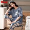 Women's Sets Cute Cartoon Print Pajamas Fashion Casual Home Service Short-sleeved Shorts 2PCS Femme Sleepwear Plus Size
