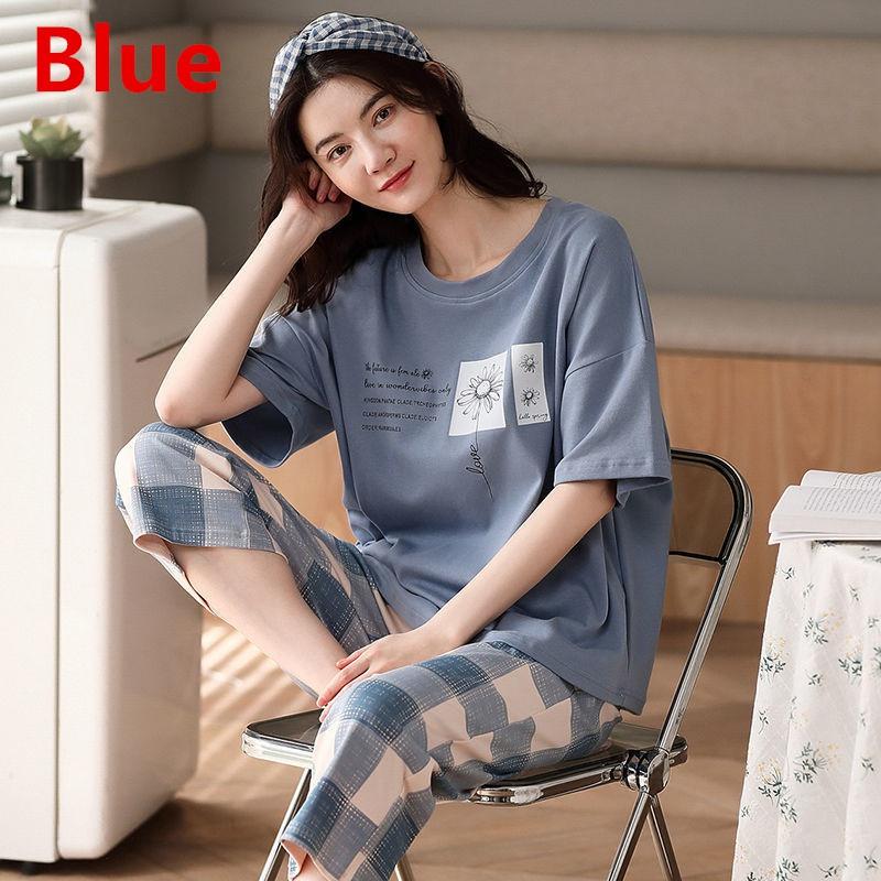 Women's Sets Cute Cartoon Print Pajamas Fashion Casual Home Service Short-sleeved Shorts 2PCS Femme Sleepwear Plus Size