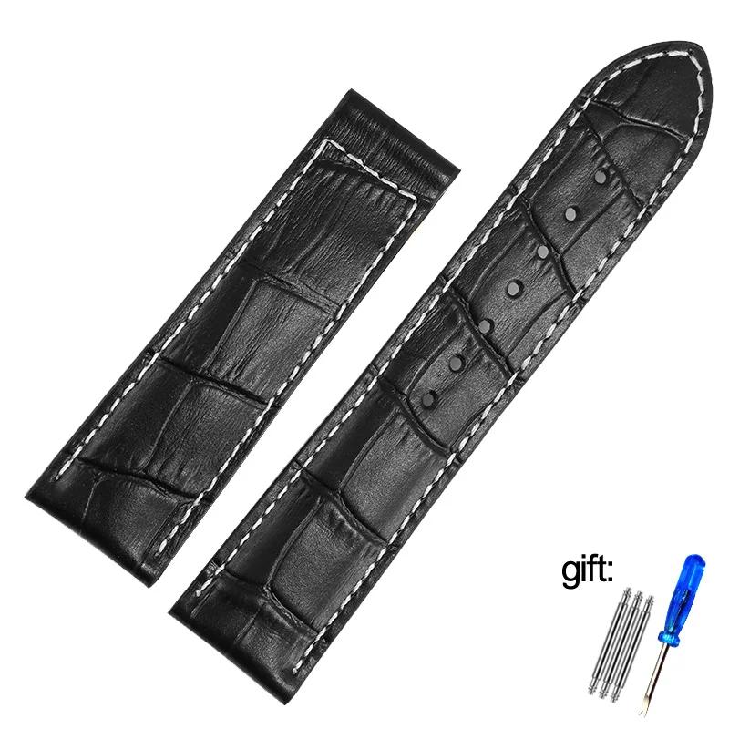 Genuine Leather Watch Band For Hamilton Kaqi Field Aviation Oris Omega Frosted Folding Buckle Watch Chain 20mm 22mm Strap