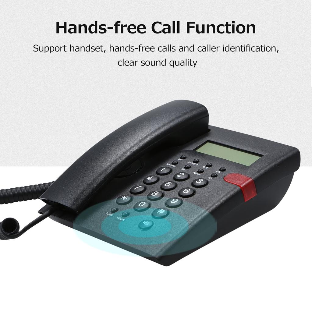 Настольный стационарный телефон без аккумулятора с функцией идентификации вызывающего абонента с регулируемой яркостью ЖК-экрана