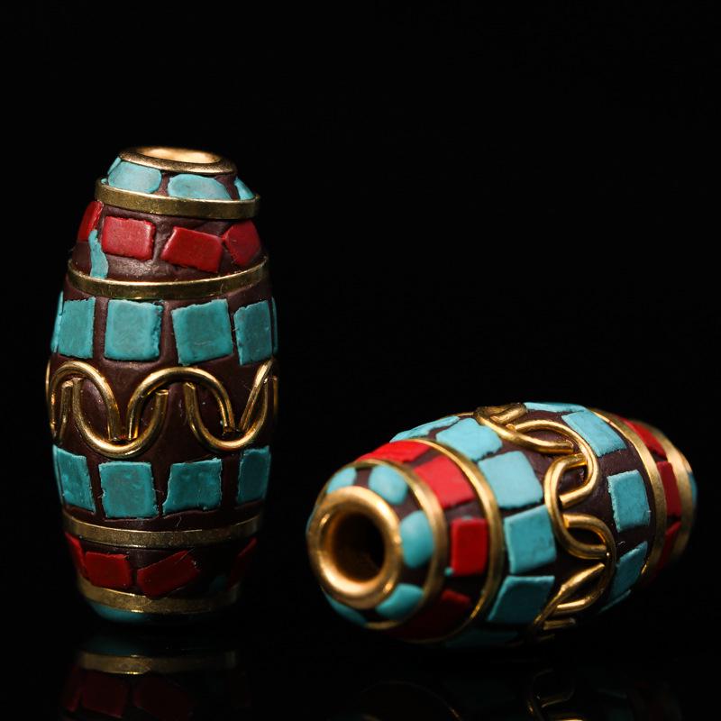 Nepal Six-Syllable Mantra Brass-Inlaid Spacer Beads for DIY Buddhist Rosary