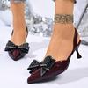 New Pointed Toe Back Trip Strap Sandals Women Baotou Shallow Mouth Stiletto Bow Slip Non-slip High Heels
