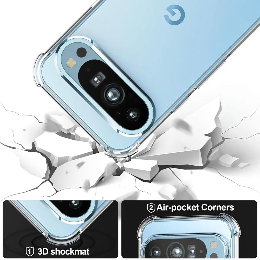 Прозрачный Противожелтеющий Чехол для Телефона Для Google Pixel 10 Pro 9 XL 8 7 6 9A 8A 7A 6A Ударопрочный Силиконовый Прозрачный Задняя Крышка с Подушкой Безопасности
