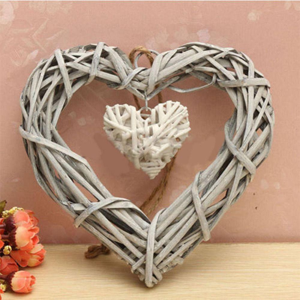 DIY Heart-shaped Pendants Wall Hanging Artificial Woven Wreaths  Wedding