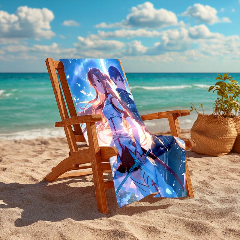 1pc Sword Art Online2 Beach Towel, Comfortable and Thick, and Swimming/Bath/Picnic/Camping Towel, Suitable for Seaside Beaches