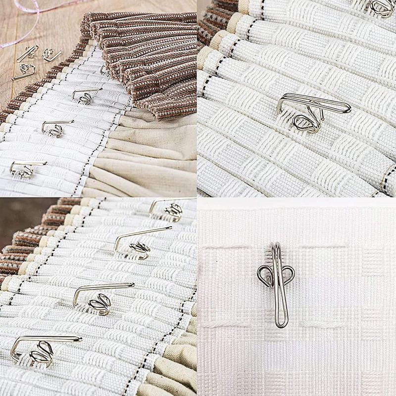 50 pcs Curtain Hooks Stainless Steel Butterfly Drapery Hooks for Pleat Tape Curta Suitable for Various Room Types