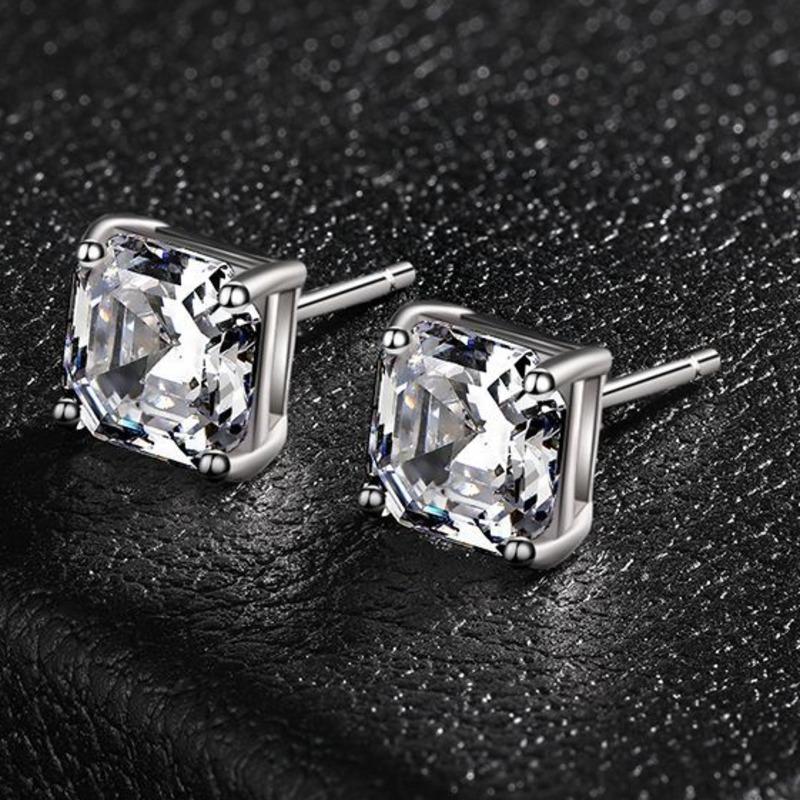 Gica Gema 925 Sterling Silver 7 * 7 Square Morsonite Classic Hot Selling Stud Earrings For Women Fine Temperament Jewelry Gift To Mother's Day