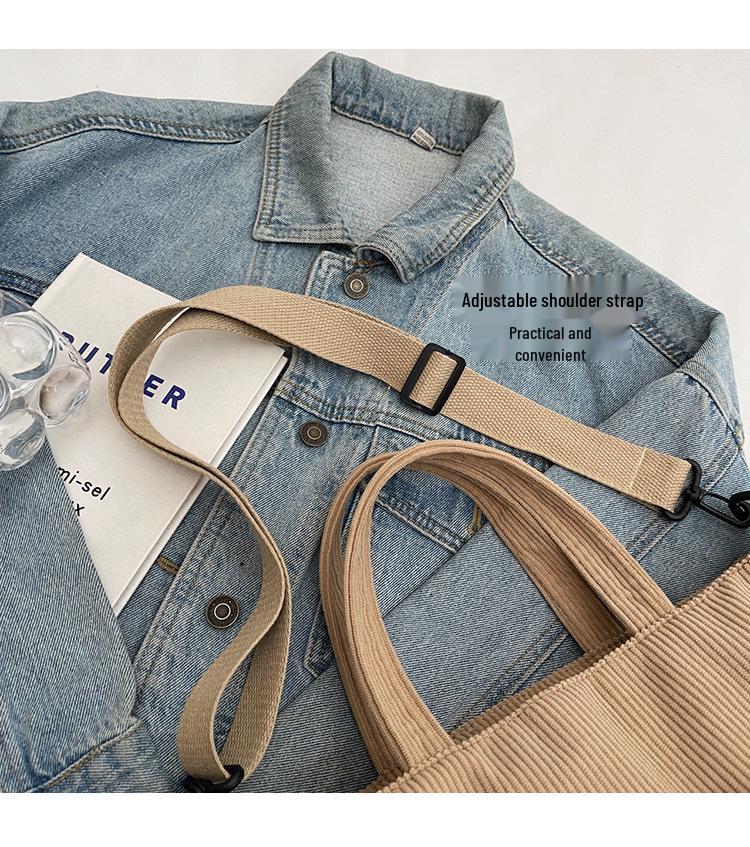 Женская вельветовая сумка-тоут большой вместимости - Универсальная сумка через плечо, на плечо, ручная сумка для поездок на работу и повседневного использования