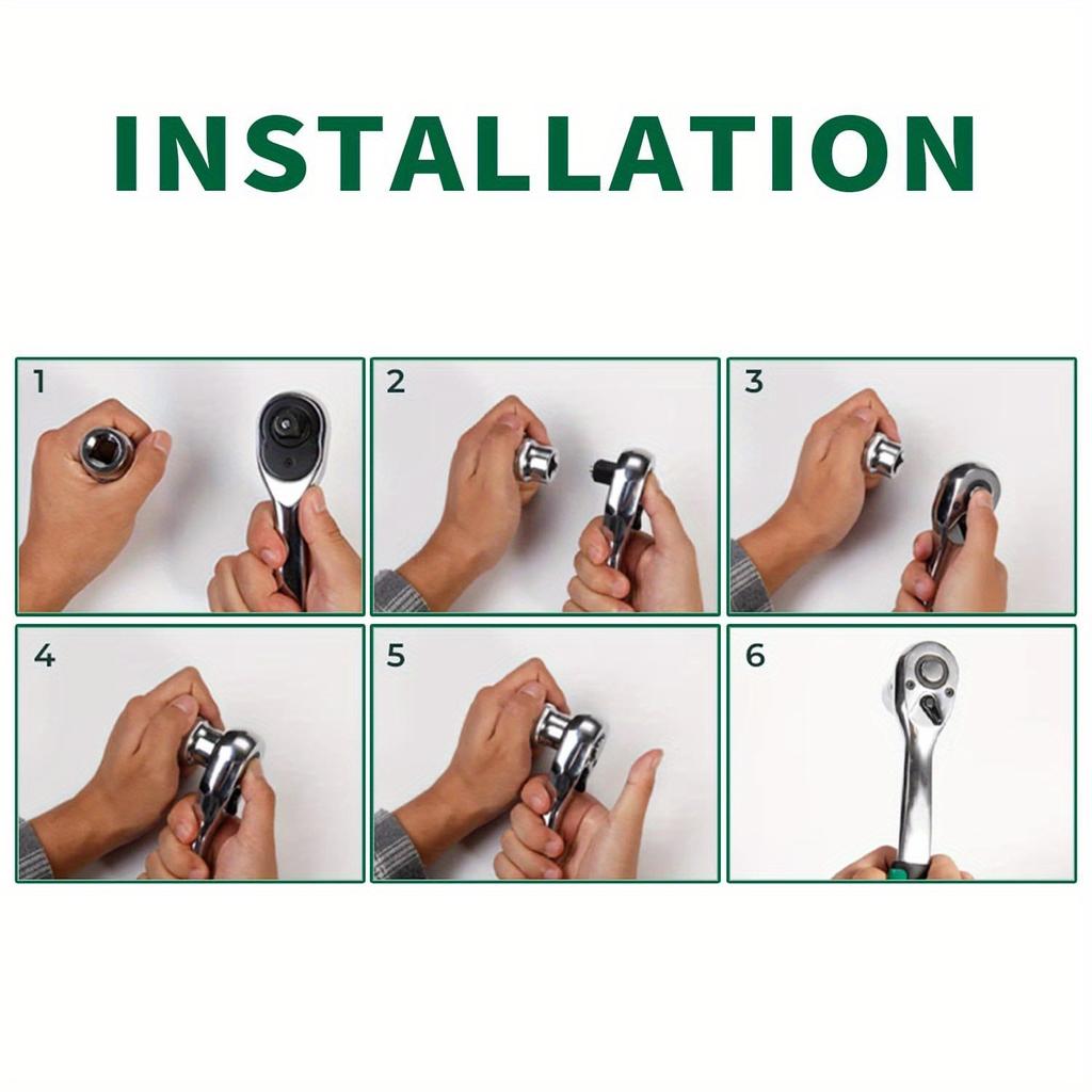 Набор из 46 ключей с храповым механизмом 1/4" с набором головок с битами, удлинителем, карданным ползунком, набор удлинителей головок для ремонта автомобилей и домашнего использования