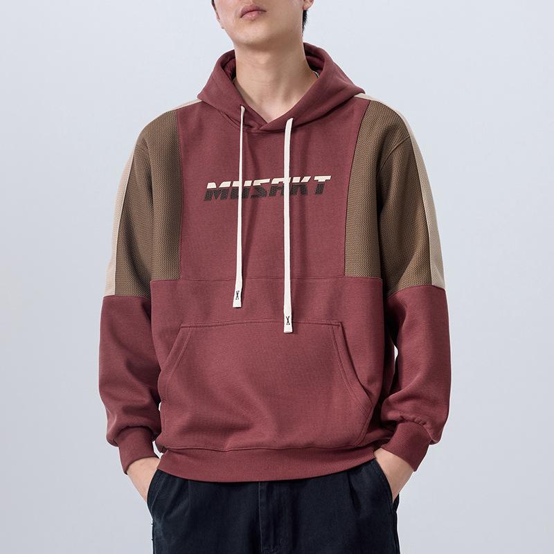 Design Sense Contrasting Color Splicing Heavy American Sweater Men'S Loose Large Size Trendy Couple Hoodie