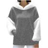 Women's Color Blocked Casual Long Sleeved Hooded Plush Hoodie Top