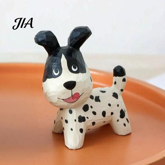 Cute Animal Decor for Office Handmade Dalmatian Figurine, Dog Sculpture, Wooden Desk Niche Original Home Ornament Bookshelf, Unique Gift Lovers