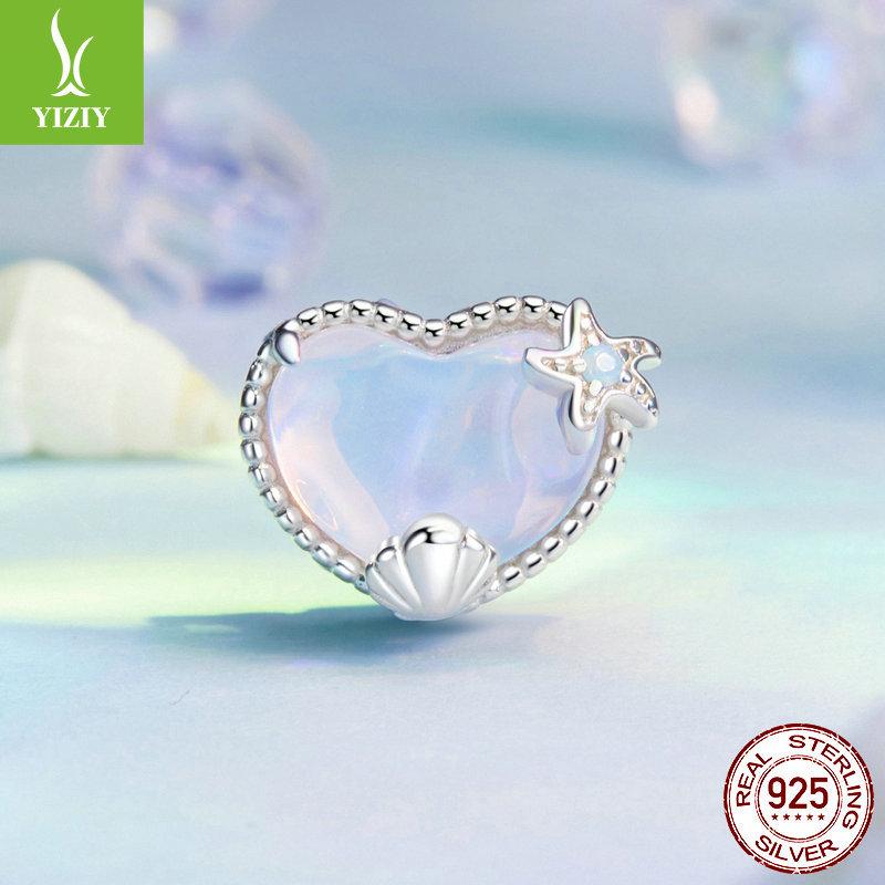 Crystal Clear Dream Ocean Diy Bracelet Beaded, Starfish Shell S925 Silver Beads Loose Beads