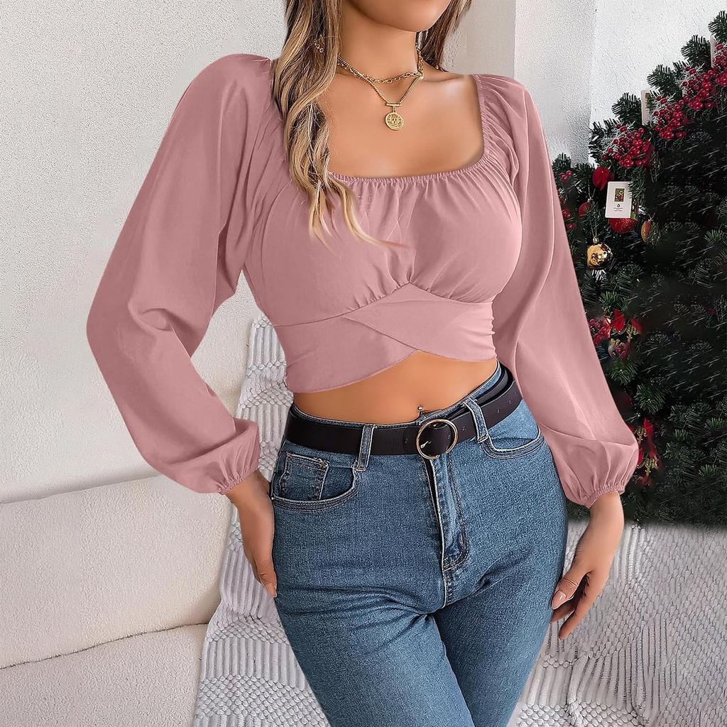 Women's Fashion Lace-Up Waist Chiffon Top