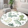 Cute Cartoon Dinosaur Round Rug Kids Nursery Playroom Flannel Soft Safe Non Toxic Floor Mat Educational Toy Learning Space Decor