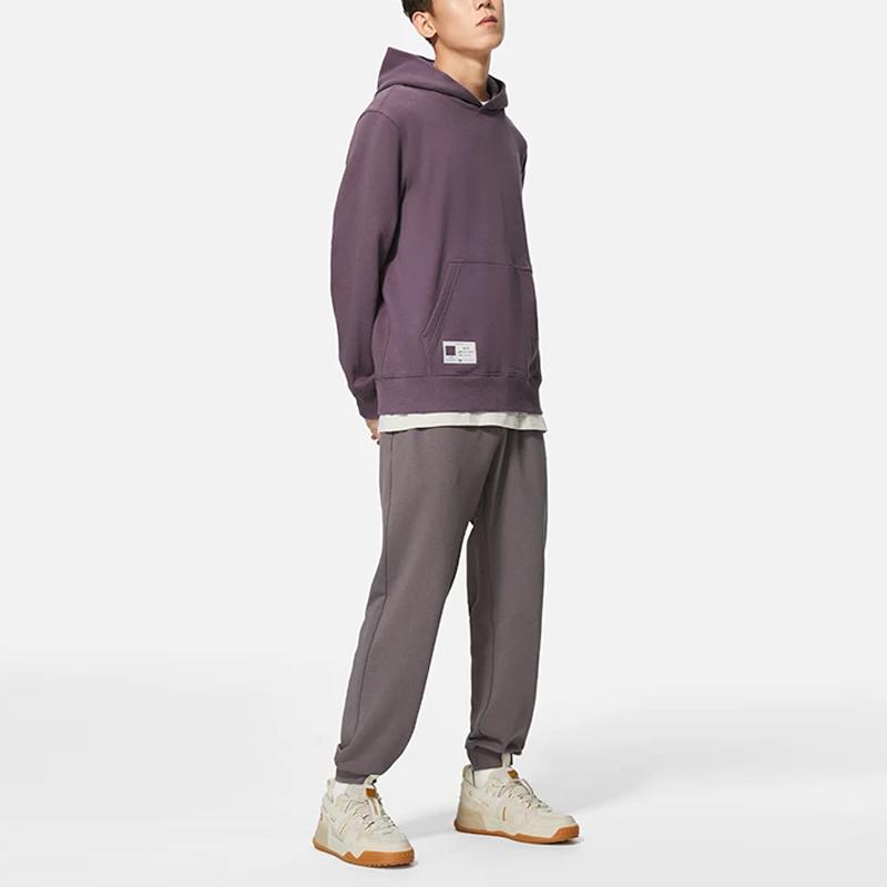 Li Ning Sports Lifestyle Series однотонный свитер с капюшоном и заниженными плечами, мужской свитшот, фиолетовый AWDSB15-4