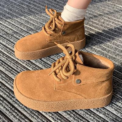 Замшевые женские ботильоны на платформе, модная обувь на плоской подошве, женская обувь 2025 года, тренд, зима, новый дизайнер, удобные повседневные женские зимние ботинки