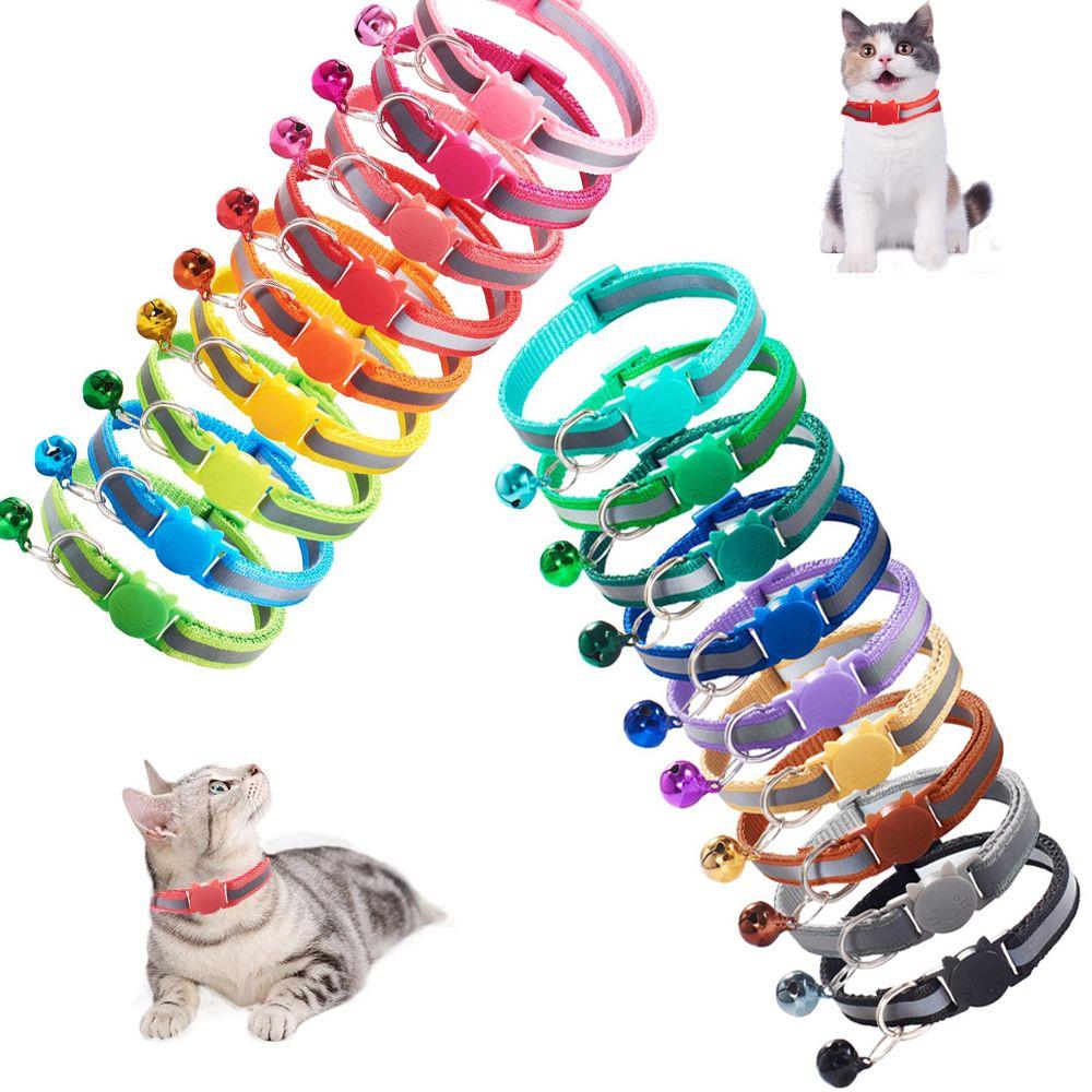 Adjustable Size Reflective with Bells Cat Neck Strap Cat Collar Pet Accessories Kitten Decor