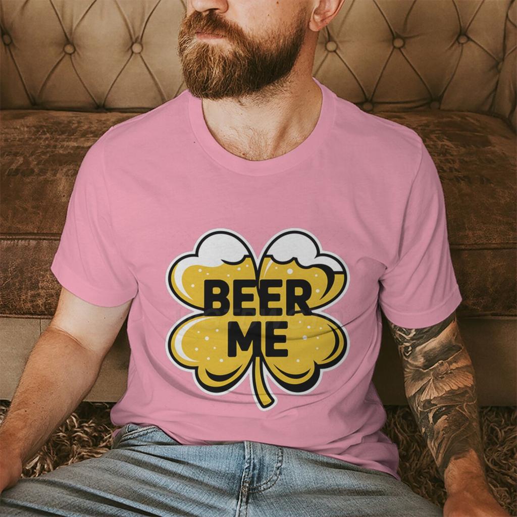 St. Paddy's Beer Me Clover Tee Festive St. Patrick's Day Drinking T-shirts for Men Irish Shirt Lucky Clover Men's Clothing