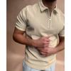 Summer Polo Shirt Zipper Striped Short Sleeved Men's T-shirt Top