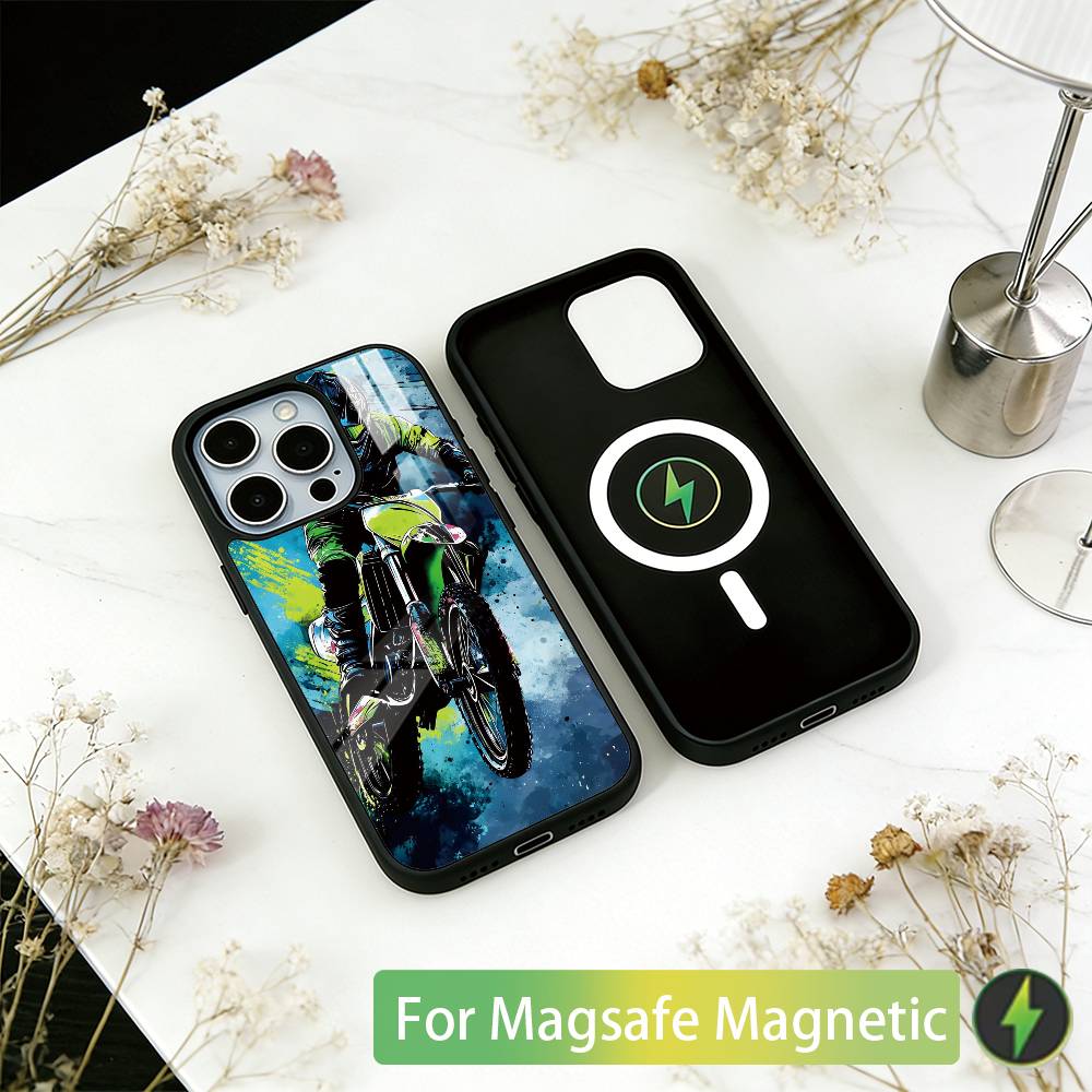 Motorbike Cool Kid Phone Case For iPhone17,16,15,14,13,12,11 Plus,Pro Magnetic For Magsafe Wireless Charging