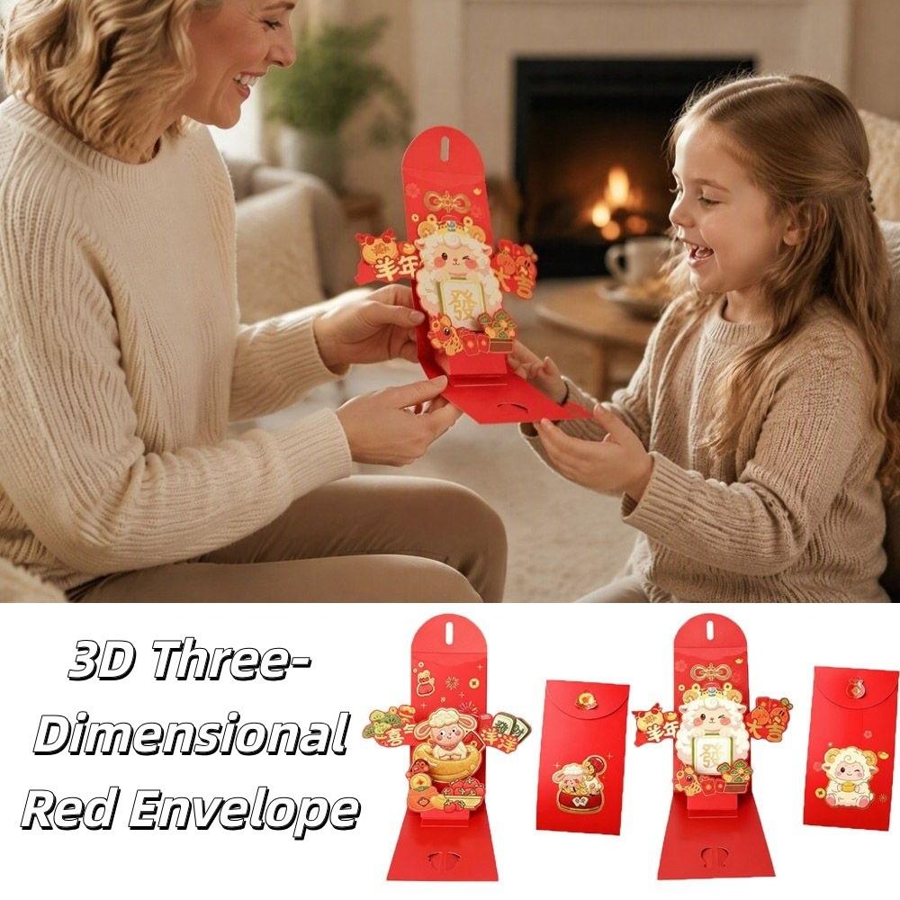 3D Shape Lucky Money Packets Cartoon Patterns New Year Gifts Cartoon Red Envelopes Kids Gift