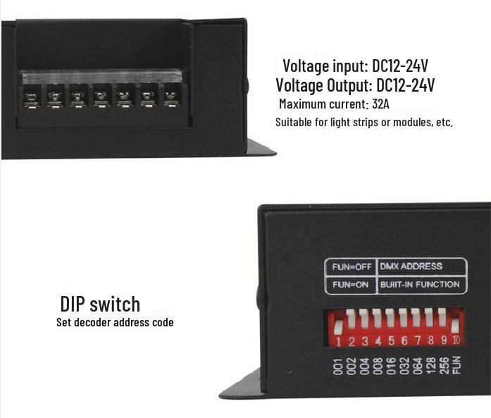 Aonengda DMX512 RGB/RGBW Светодиодный Декодер и Контроллер, DC12-24V, 3/4x10A