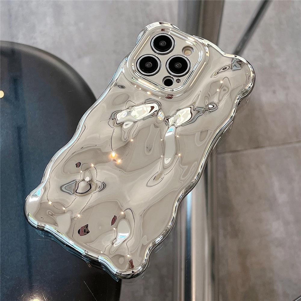 Роскошный чехол для телефона с волнистым завитым краем и покрытием для iPhone 15 11 12 13 14 Pro Max, 3D-неровность, мягкая защитная крышка для камеры