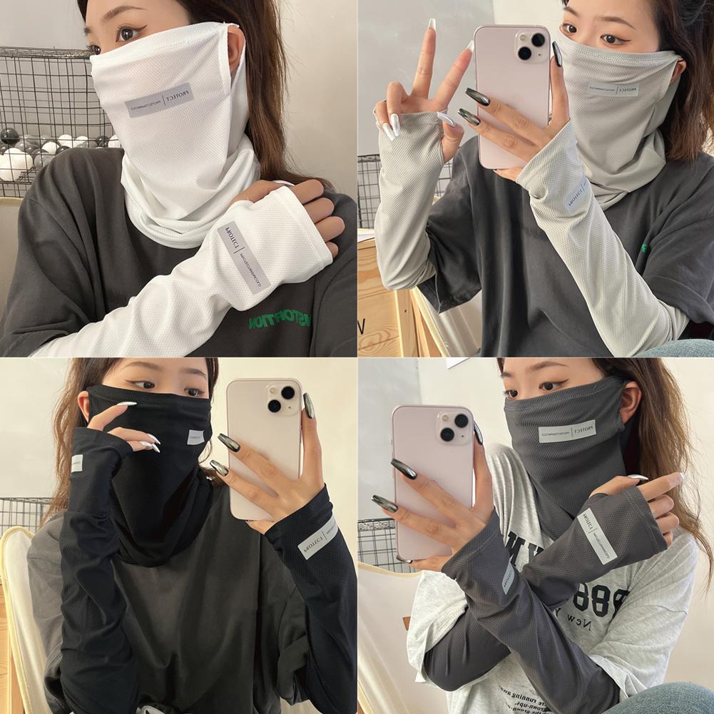 Unisex Ice Arm Sleeves Sunscreen Headscarf Elastic Driving Gloves Outdoor Protection Arm Cover Sleeves Lightweight Breathable