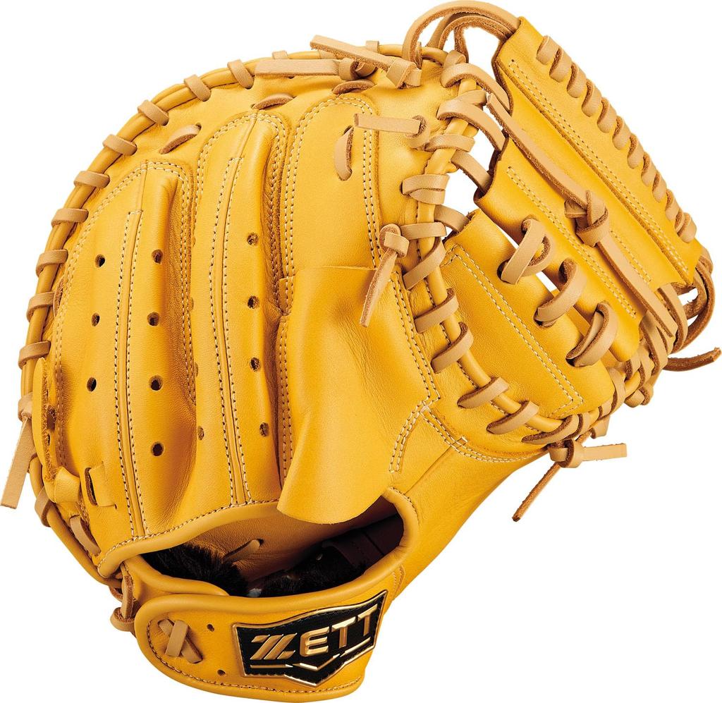 ZETT Ground Hero Youth Baseball Softball Mitt for True Yellow x Pastel Brown BJCB76522F Catcher's Left-Handed Throwers, (5432)