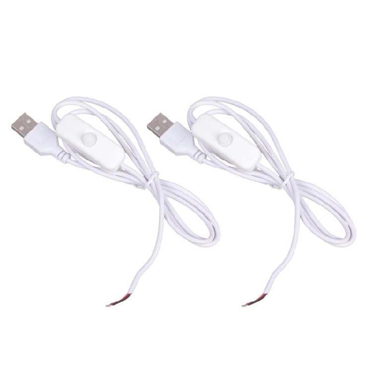 2-жильный USB-шнур питания с оголенными проводами 22AWG, луженый наконечник, с переключателями, поддержка 5 В/1 А, кабель питания, пластиковая текстура, для ремонта