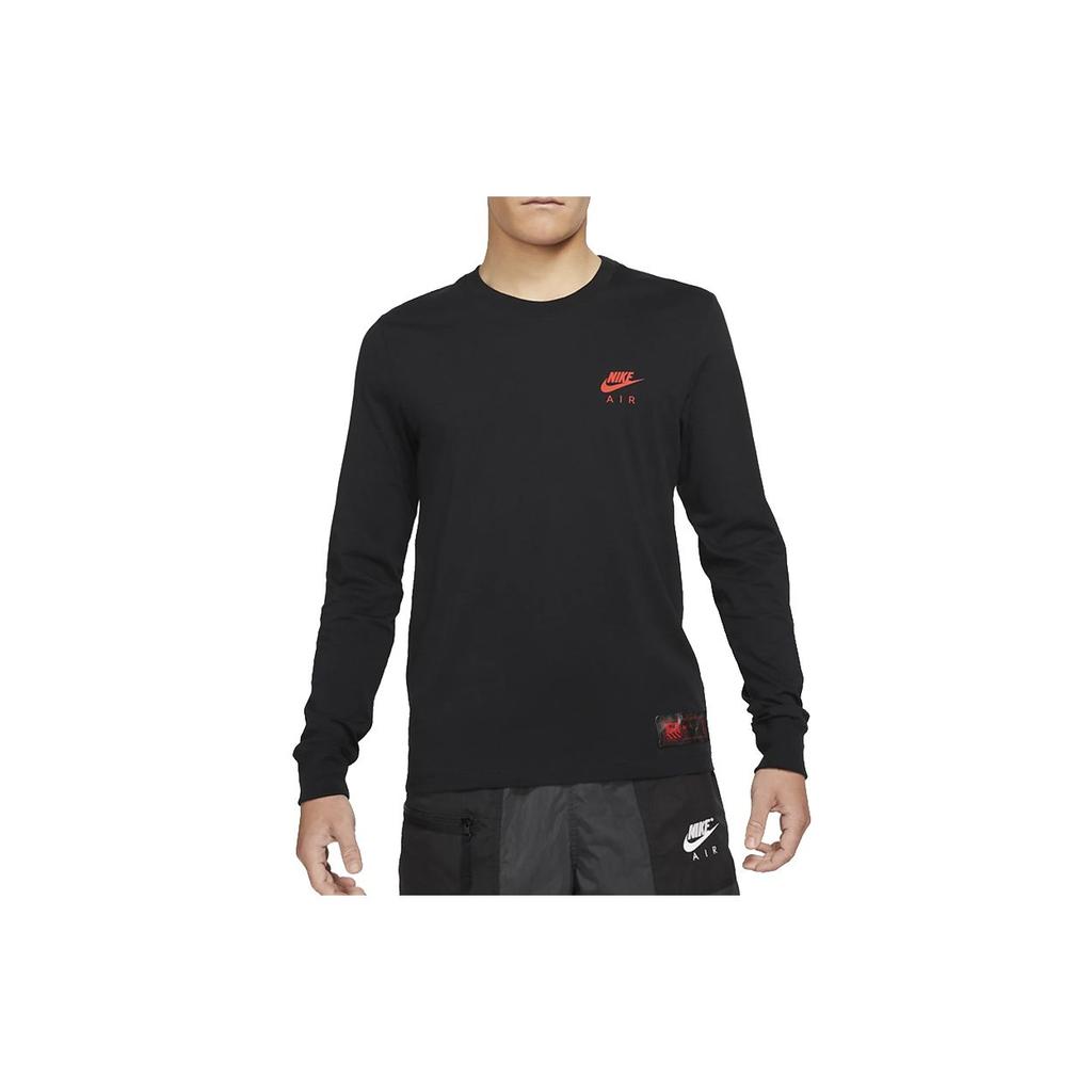 Nike Мужские футболки с круглым вырезом и длинными рукавами с воздушным графическим принтом, черные DJ1380-010