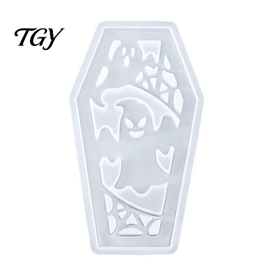 Halloween Craft Supplies Coffins Lampshade Silicone Mold, DIY Hollow Ghost Spider Bat Casting Molds Crafts Gypsum Cement Epoxy Resin Mold