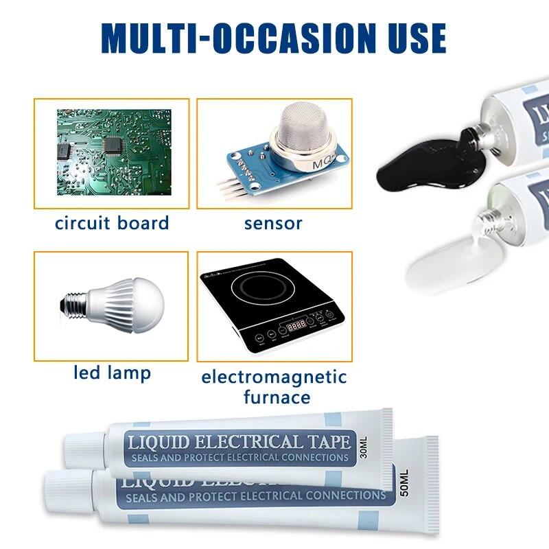 30/50 мл жидкая изоляционная клейкая лента для ремонта резинового электрического провода, кабельное покрытие, огнестойкое и устойчивое к высоким температурам