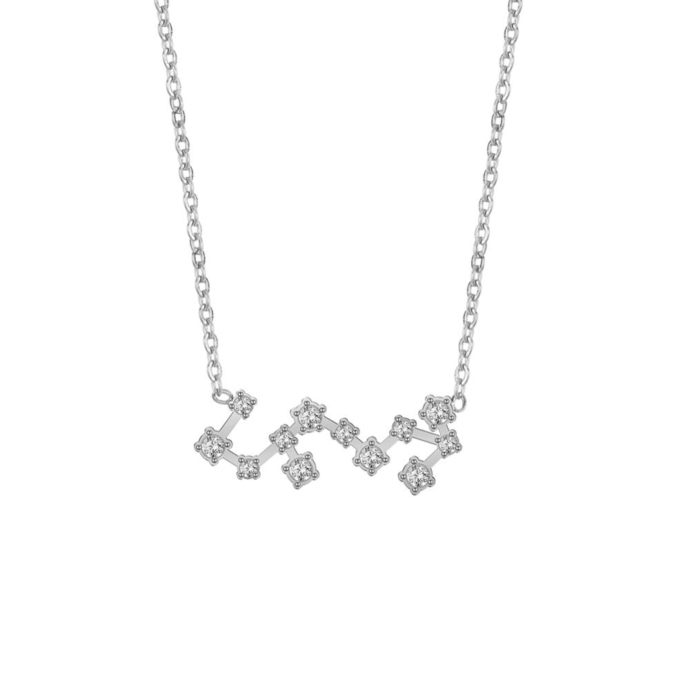 Clear Zircon Constellation Necklace Women Capricorn Libra Aries Leo Virgo Taurus Stainless Steel Horoscope Zodiac Necklaces Gift