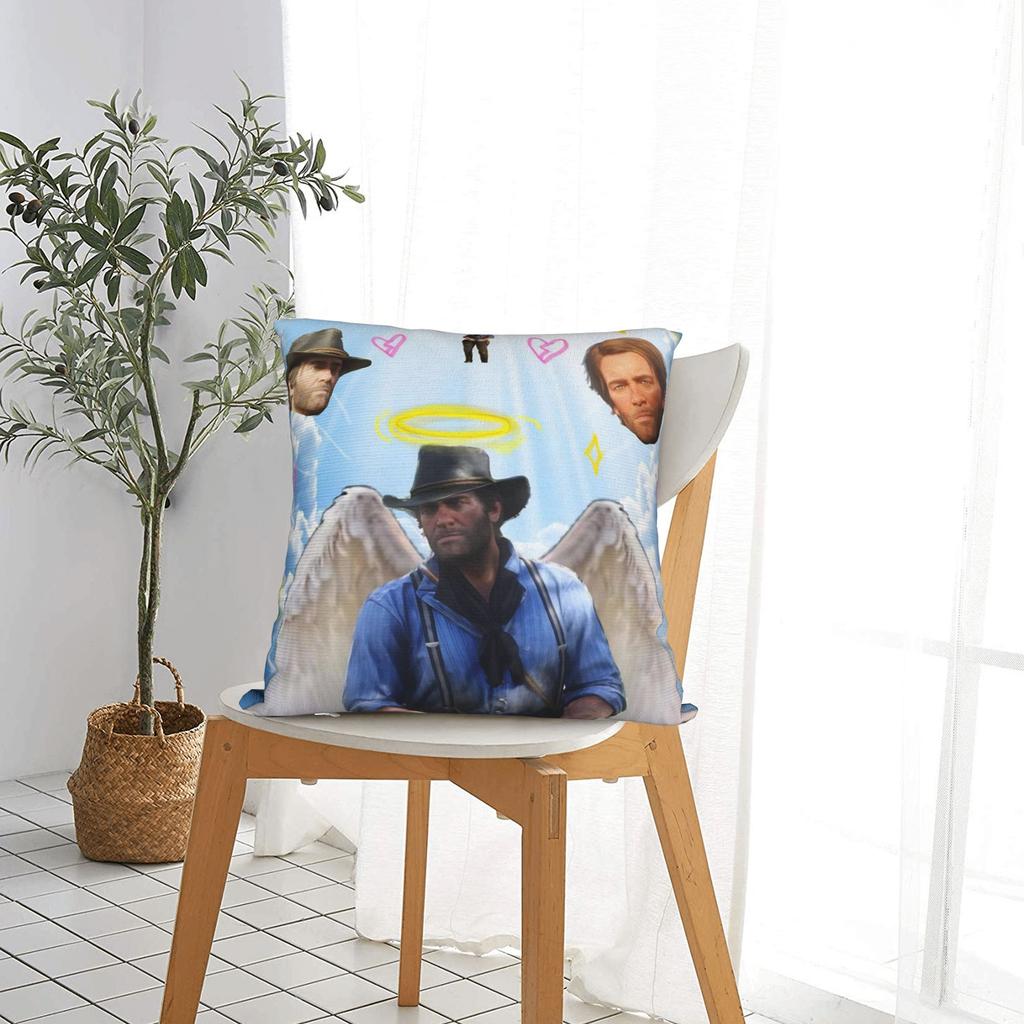 Квадратная наволочка с мемом Артура Моргана RDR2 Игровые чехлы для подушек Модный полиэстер Декор Наволочка для гостиной 40*40 см
