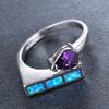 Fashion Geometric Women Ring Vintage Rhinestones Blue imitation Opal Ring For Women Jewelry Accessories Bohemian Best Gift