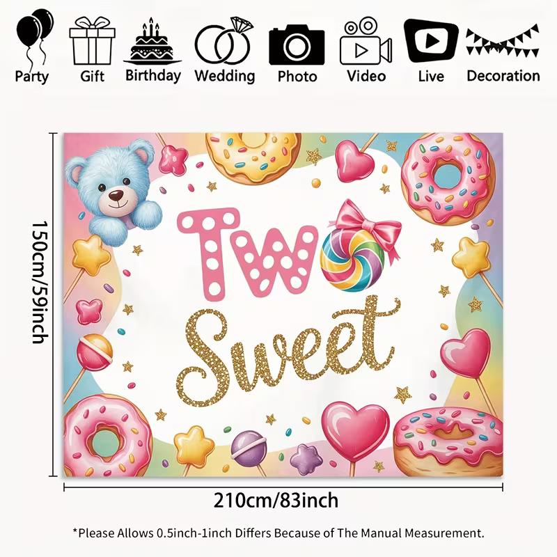 2D Two Sweet 2nd Birthday Backdrop Donut Candy Theme