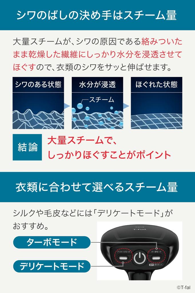 Tefal Мощный непрерывный паровой отпариватель для одежды, специальная модель, подача пара примерно за 25 секунд, паровой утюг DT8261J0, прибл.. 23 г/мин