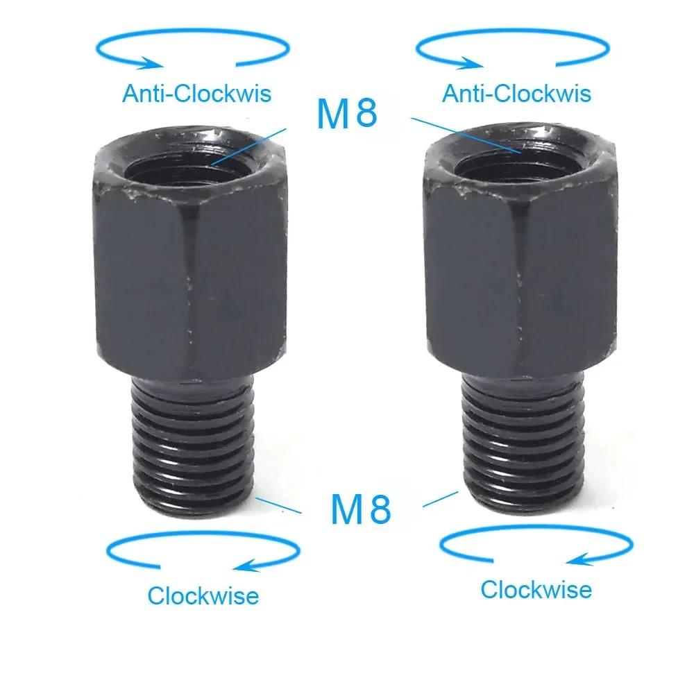 Винт для конверсии мотоциклетного зеркала M8 M10 Пара Черный 10 мм 8 мм Болт для конверсии зеркал заднего вида По часовой стрелке Универсальная модифицированная деталь