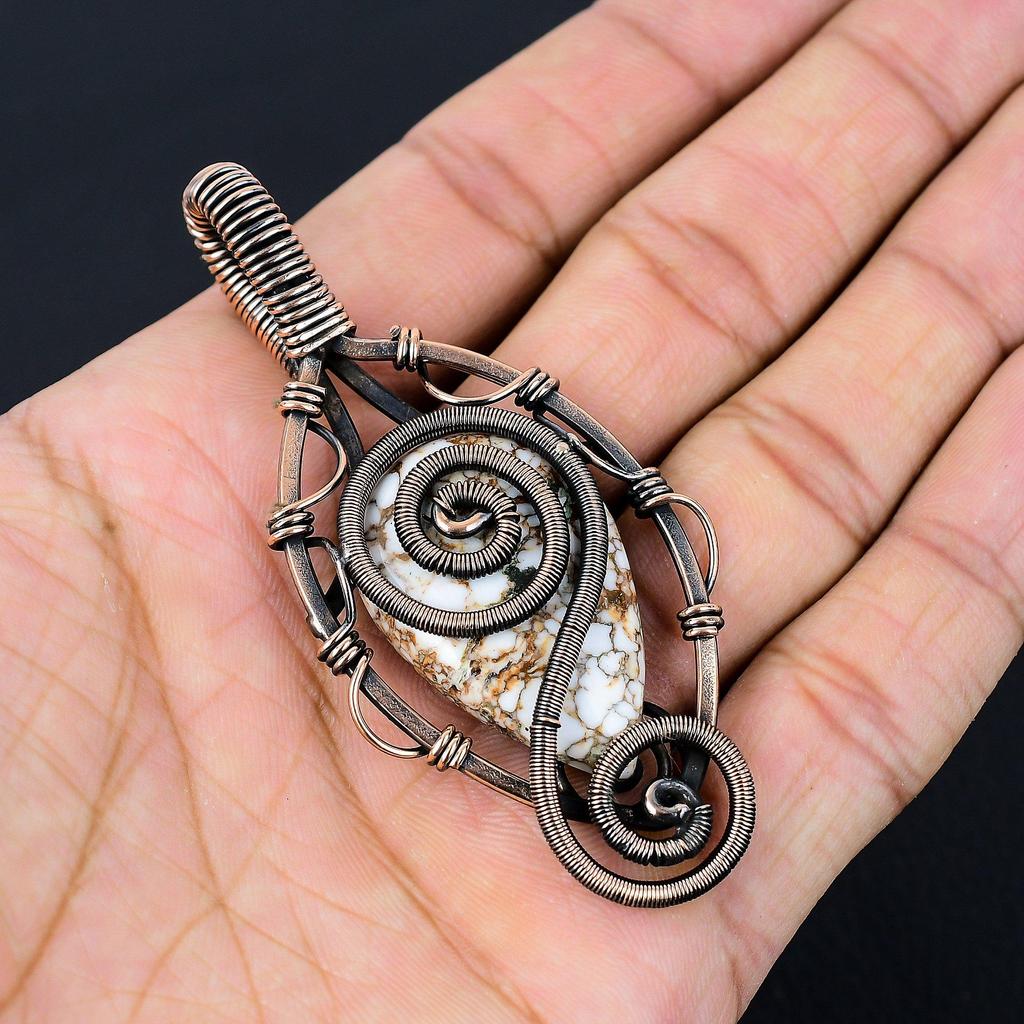 Ювелирный кулон ручной работы из чистой медной проволоки с драгоценным камнем дикой лошади для подарка