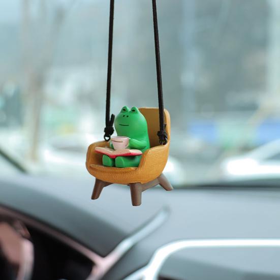Подвесное украшение, очаровательное украшение в виде мультяшной лягушки со шнурком, легкое вешание, украшение для зеркала заднего вида, подвеска для салона автомобиля