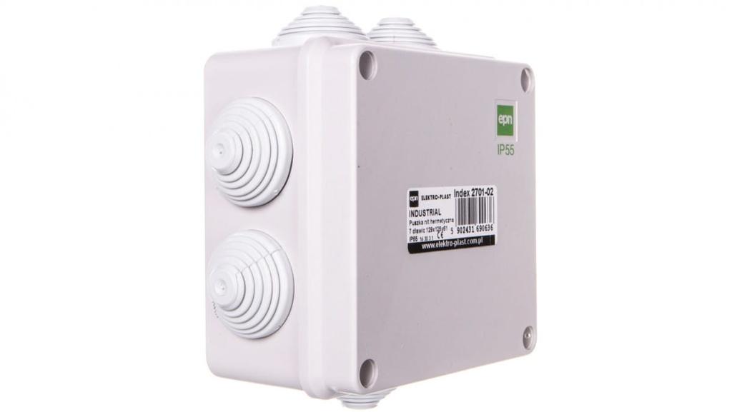 Industrial Puszka Hermetyczna N/T 129X129X61 Z 7 Dławnicami Ip55 Szara 2701-02