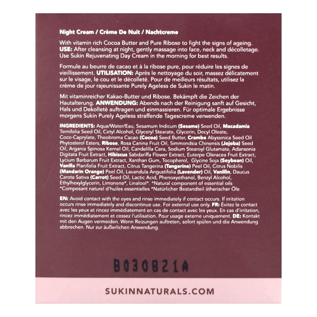 Sukin, Purely Ageless, Восстанавливающий ночной крем, 4,06 жидкой унции (120 мл)