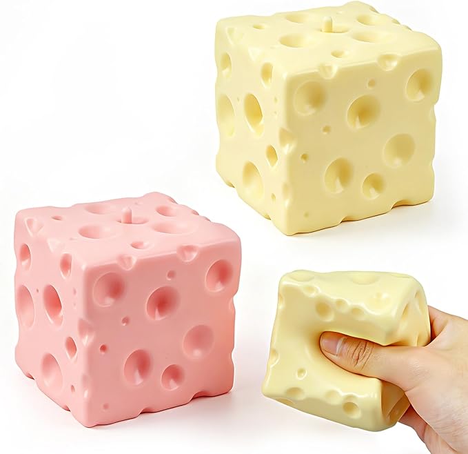 2 Pcs Cheese Squishy Toys, Soft Novelty Toy, Soft Sensory Cheese Block, Sensory Stress Relief Fidget Toy for Adults & Kids