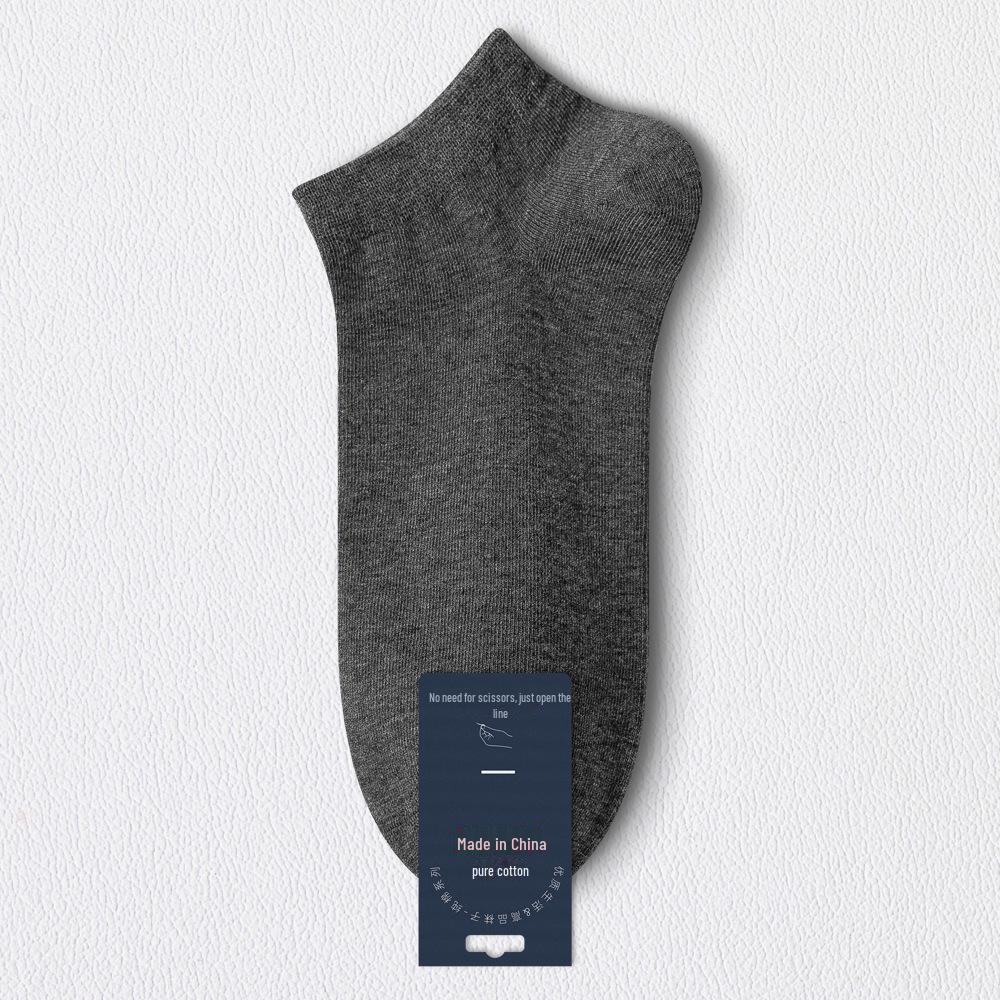 Мужские летние короткие антибактериальные носки из чистого хлопка - черные, впитывающие пот, дезодорирующие, всесезонные, тонкие, в стиле лодочки