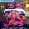 Jem Holograms Neon Art 3pcs Bedding Set,Including 1pc Duvet Cover And 2pcs Pillowcases Perfect Gift for Christmas,Ideal for Bedroom, Dormitory