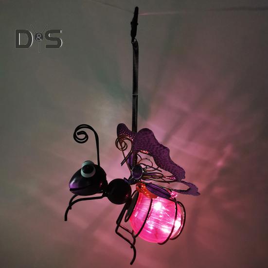 Уличный подвесной солнечный светильник Мягкое свечение IP44 Водонепроницаемый светильник в форме насекомого на солнечной батарее, украшение для сада