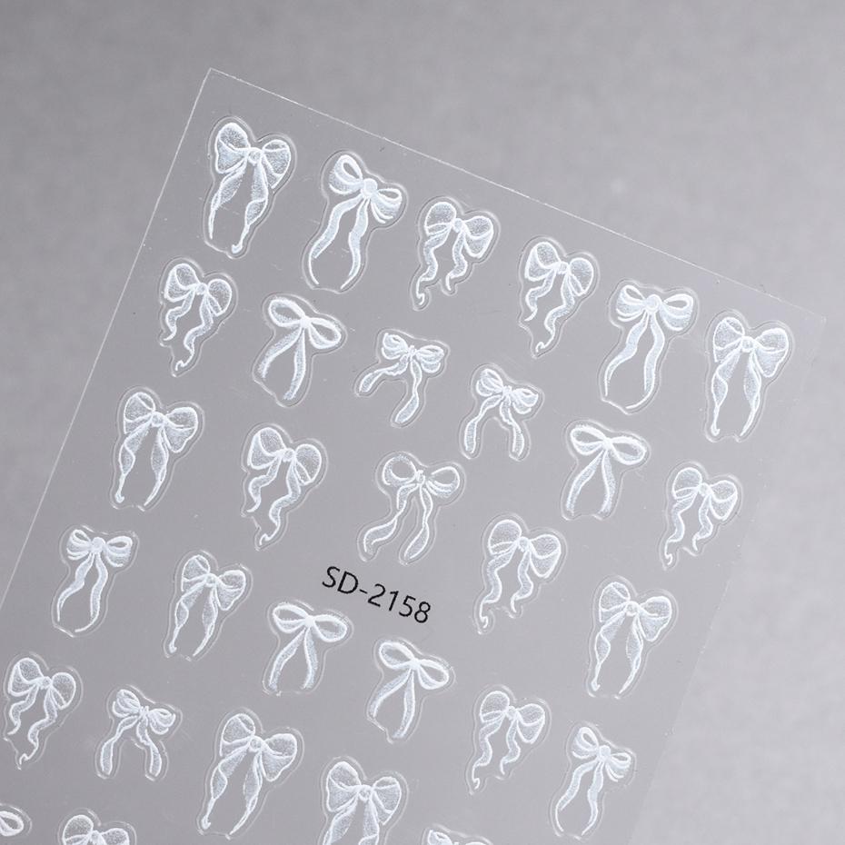 Xiaomi White & Black Bow Nail Art Stickers Self-Adhesive Nail Decals Lovely Charms Wedding Design for Manicure Decorations Accessories